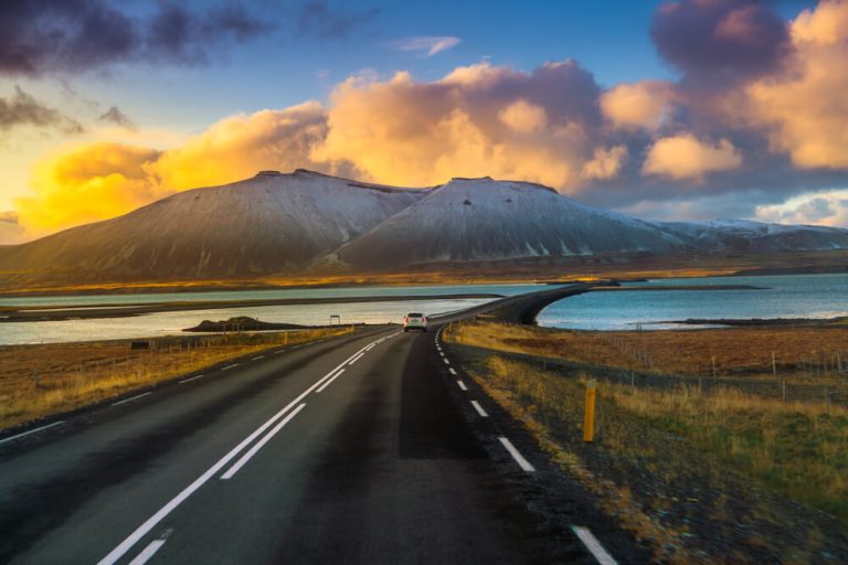 Route 1 or Ring Road (Hringvegur), a national road that runs around Iceland and connects most of the inhabited parts of the country
